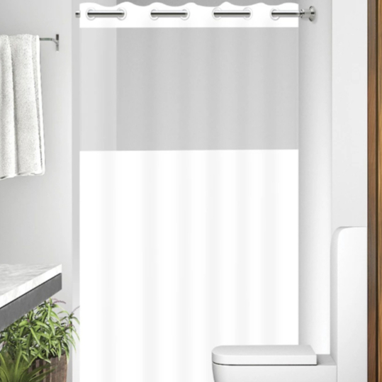 Cortina de Banheiro Para Box C\Ilhós 138cm x 198cm Visor Transparente 100% PVC Anti Mofo Possui Alta Durabilidade