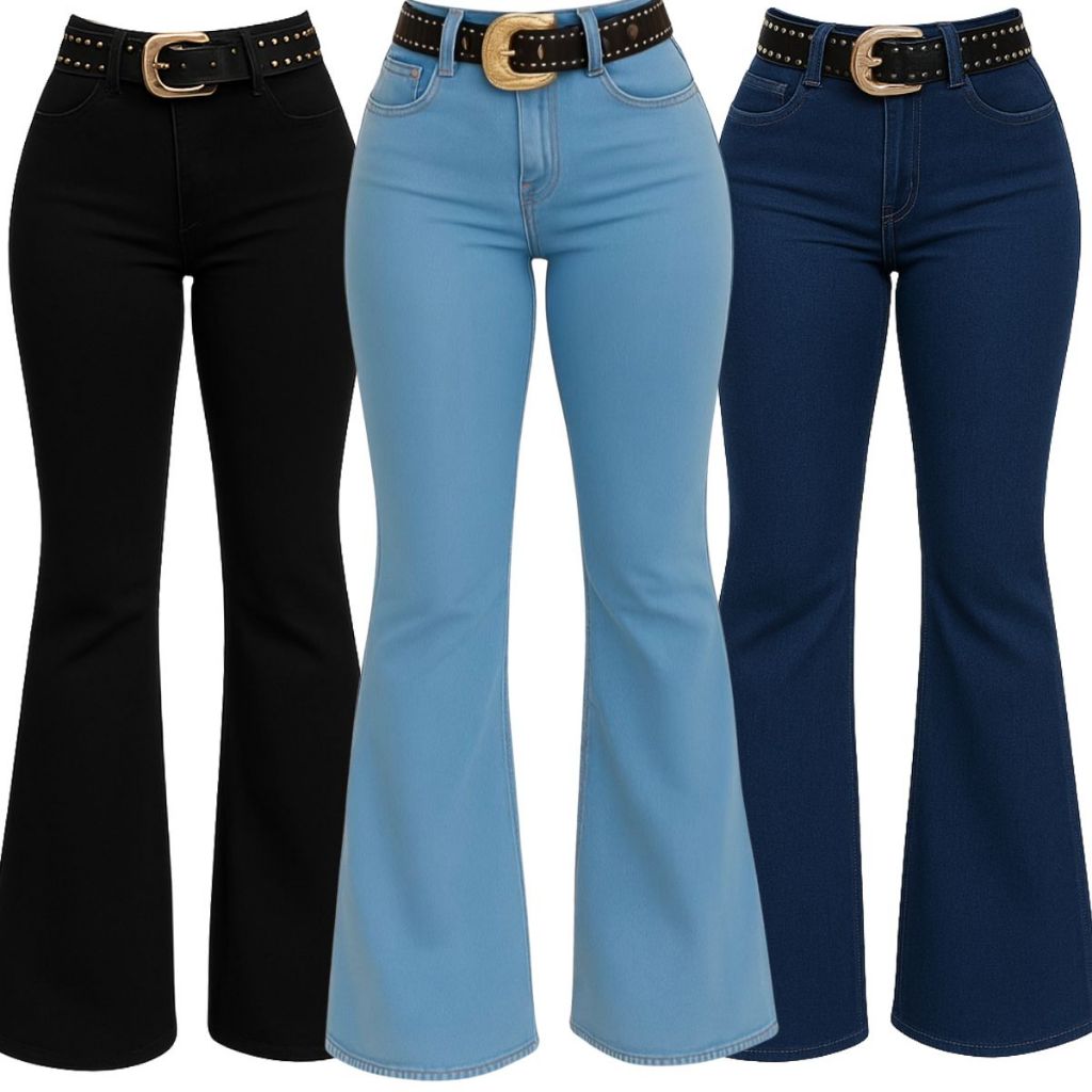 Calça Country Flare Jeans Feminina Linha Premium Lisa Cintura Alta com Lycra Rodeio Cavalgada West em Oferta na Shopee