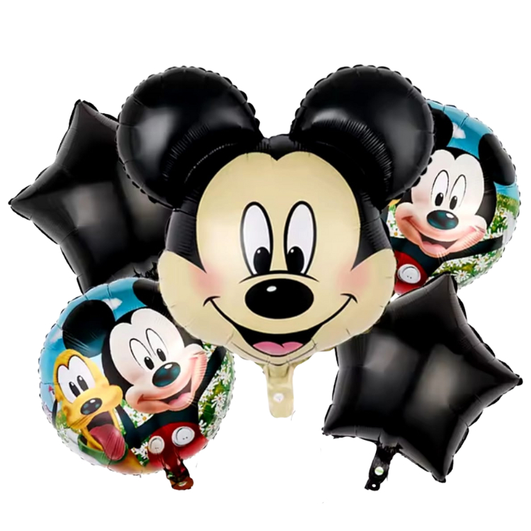Kit 5 Balão Mickey Mouse + 2 Balão Redondo+ 2 Estrela Metalizados Canudinho +Fitilho em Oferta na Shopee