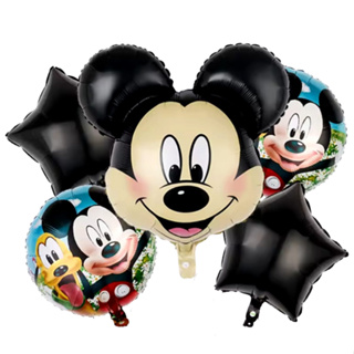 Kit 5 Balão Mickey Mouse + 2 Balão Redondo+ 2 Estrela Metalizados Canudinho +Fitilho em Oferta na Shopee