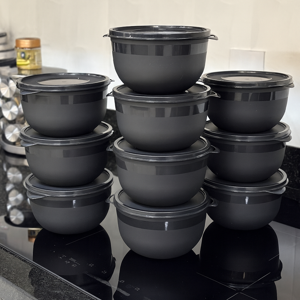 Kit 10 Potes Bowl 1300ml Plástico com Tampa – Marmita Cozinha, Freezer,  Micro-ondas e  La...