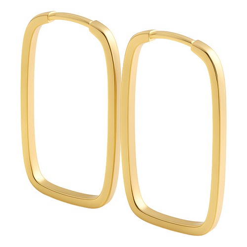 Brinco De Argola Retangular Em Ouro 18k750 Adulto em Oferta na Shopee