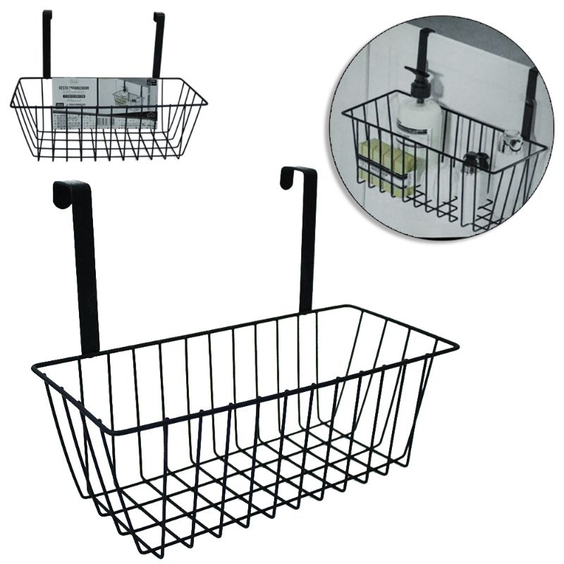 CESTO ORGANIZADOR ARAMADO PARA PENDURAR PORTA / ARMARIO BLACK em Oferta na Shopee