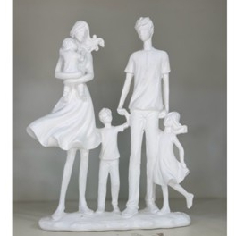 Escultura Estátua Obra Familia com 3 Crianças Pai, Mãe, Menina e Dois Meninos Design de Interior