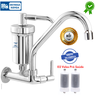 Torneira Cozinha Parede com bico Arejador e Filtro Cromado 100% METAL em Oferta na Shopee