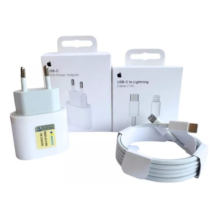 Carregador Turbo Rápido Para iPhone 5s 6s 7 8 X Xs Xr 11 12 13 14 Pro Max Cabo 1m + Fonte 20w em Oferta na Shopee