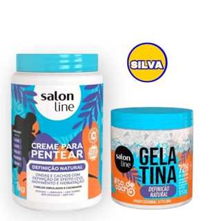 KIT SALON LINE DEFINIÇÃO NATURAL CREME DE PENTEAR 1KG + GELATINA 550G em Oferta na Shopee