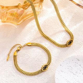 Novo design, pulseira de diamantes negros em aço inoxidável 18K, feita em metal, com diamantes, para mulheres em Oferta na Shopee