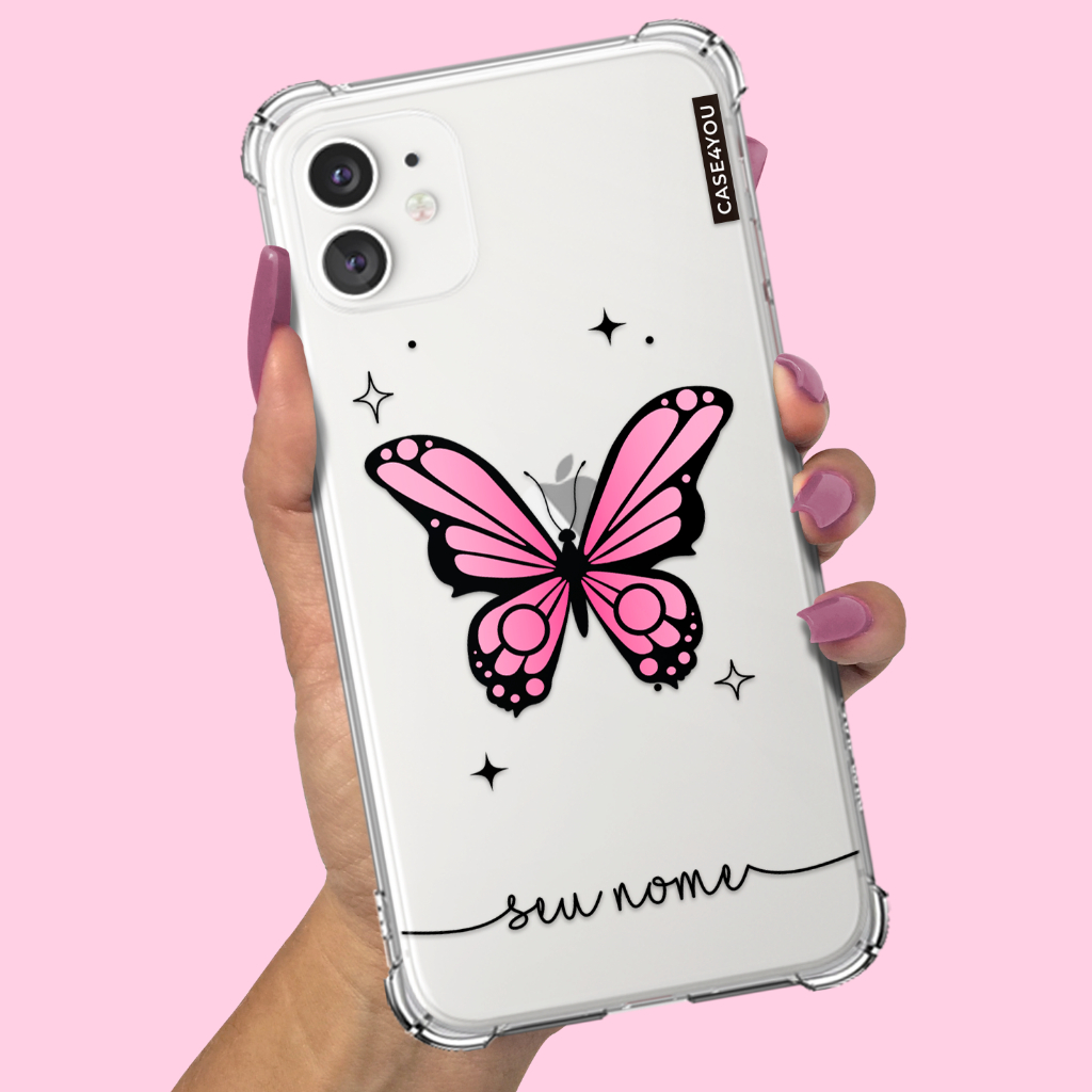 Capa Capinha para Xiaomi Redmi Note 10 Note 11 Note 12 Note 13 Note 14 Pro Plus Anti-impacto Borboleta Rosa 2