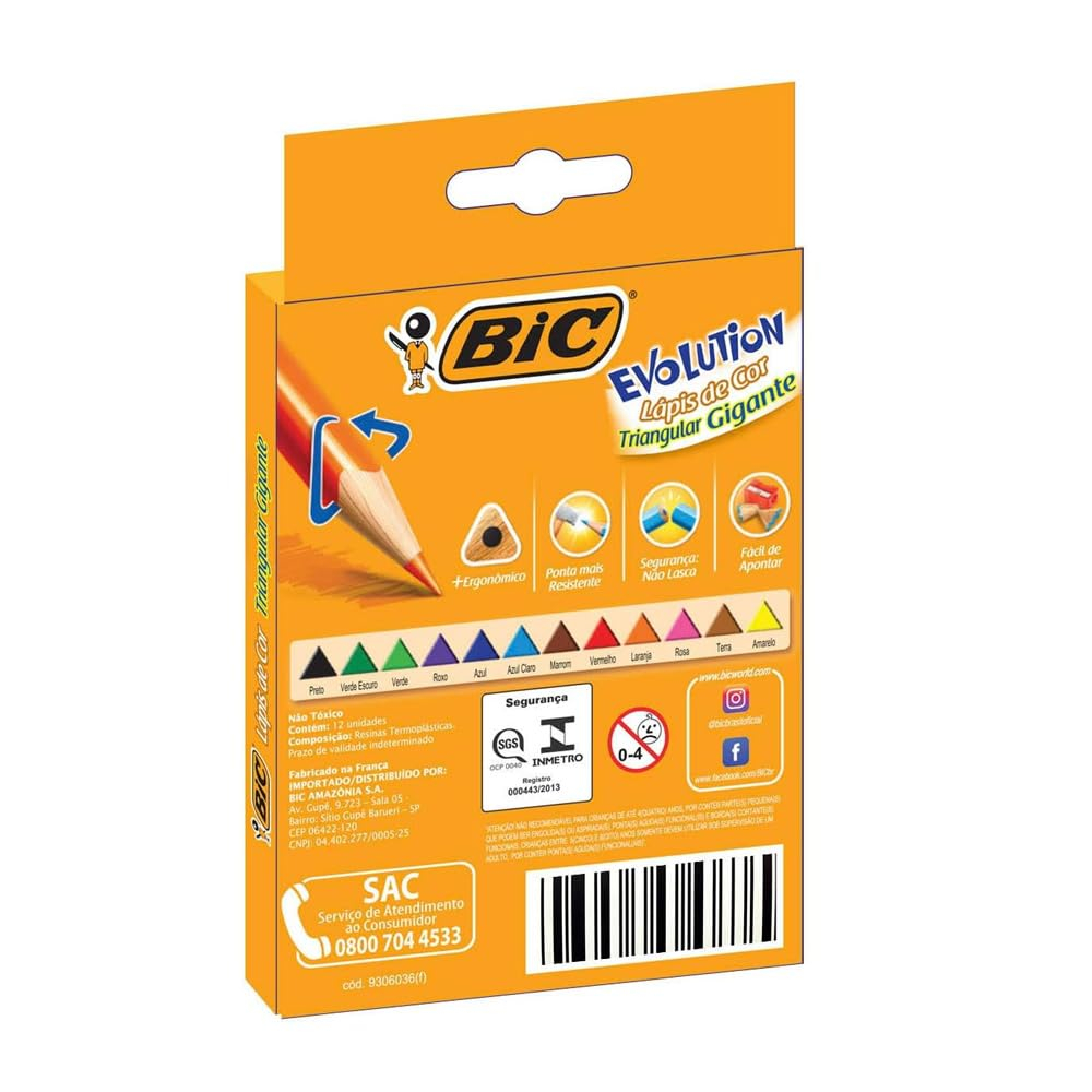 Lápis de Cor Jumbo 12 Cores - Bic