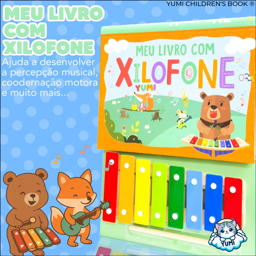 Livro Musical Infantil | Com Xilofone | Aprenda Música Com Cores E Sons Coordenação Musicoterapia — imagem 2 de 2
