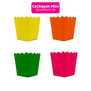 10 Cachepots de Papel em Cores Neon Tamanho Mini - 6,5x6,5x5cm em Oferta na Shopee