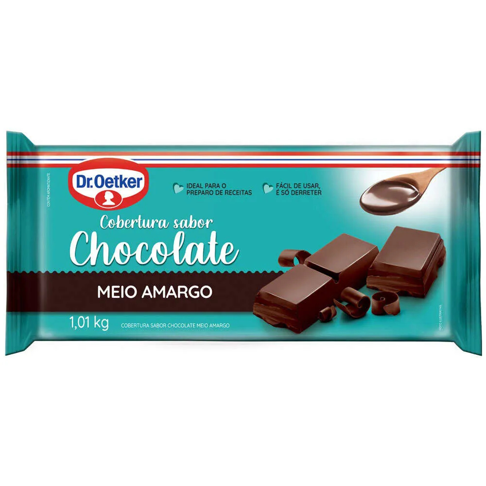 Barra Cobertura Chocolate ao Leite ou Chocolate Meio Amargo Dr. Oetker 1,01kg