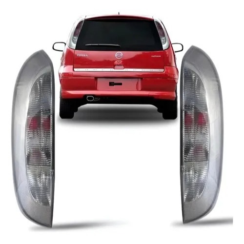 Par Lanterna Traseira GM Corsa Hatch Fume 2003 2004 2005 2006 2007 2008 2009 2010 2011 2012