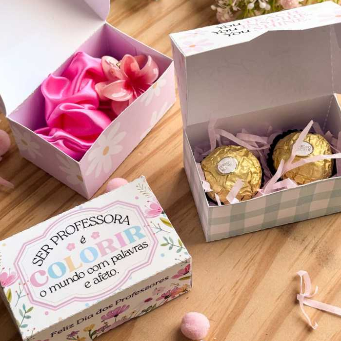 10 Caixinhas Personalizadas Dia dos Professores-Caixa 2 Doce-Porta 1 Bombom-Lembrancinhas-Mimos
