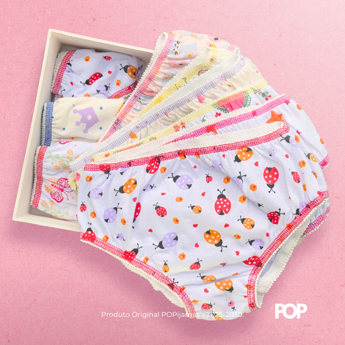 Kit Calcinha 100% Algodão Estampada de Menina Calçolinha Infantil 3/5/10/20 Unidades Pacote Atacado