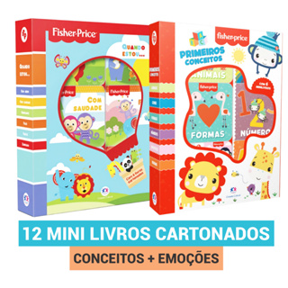 Box de Livros Fisher Price 6 ou 12 Mini Livros Primeiros Conceitos Quando Estou | Bebê Educativo Infantil em Oferta na Shopee