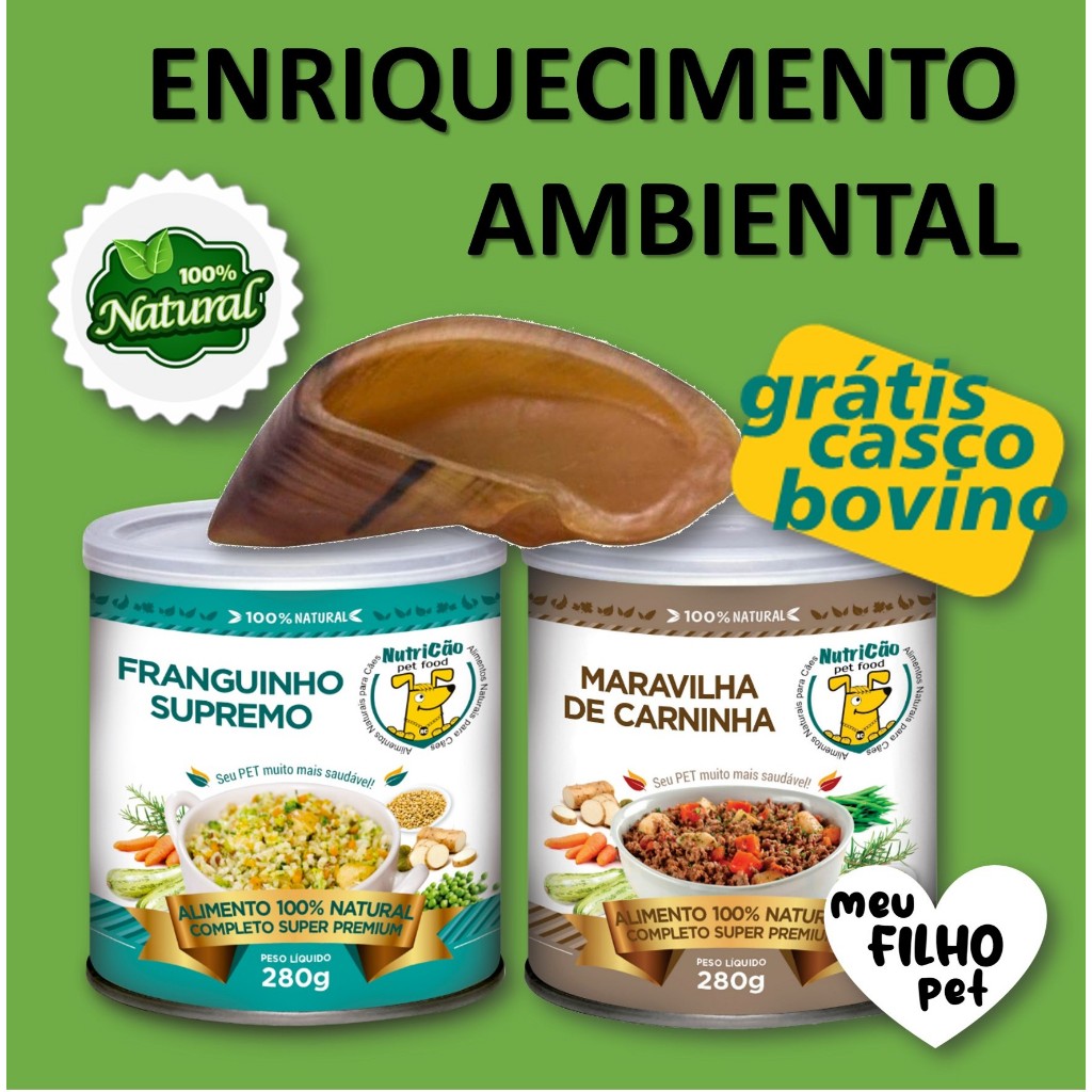 Kit Ração Úmida Enriquecimento Ambienal 2 Brinquedo para Cachorro Interativo Bem Estar Pet Gratis
