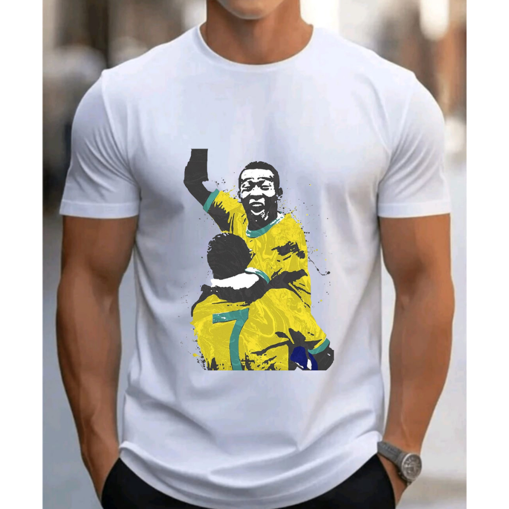 Camiseta Futebol Copa Do Mundo Imagem Idolos Brasil Camisa Em Algodão Cores
