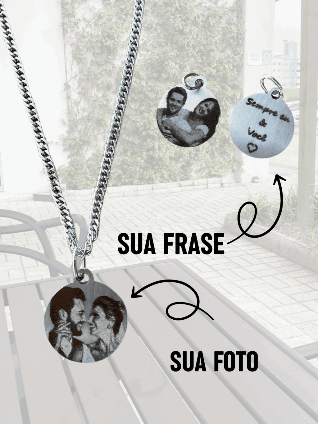Colar com Pingente Personalizado – Gravação de Foto no Inox — imagem 2 de 2