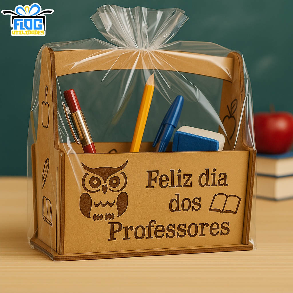 Kit CAIXA DE PRESENTE ESTOJO MDF Porta canetas Presente VARIAÇÕES dia dos professores Lembrancinhas - PAPELARIA