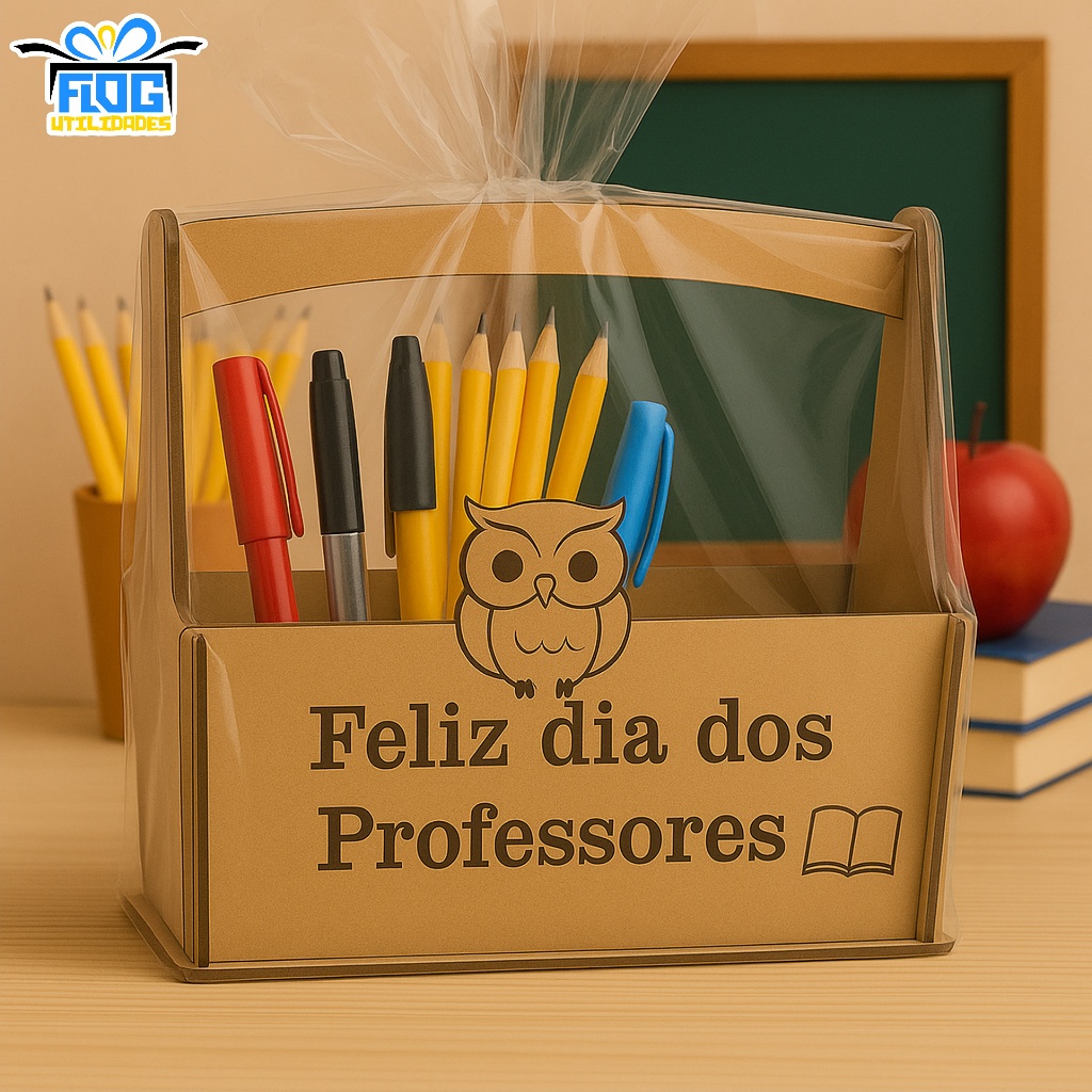 Kit CAIXA DE PRESENTE ESTOJO MDF Porta canetas Presente dia dos professores Lembrancinhas - PAPELARIA