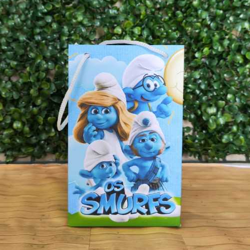 Sacolinha Surpresa Personalizada Lembrancinha OS SMURFS PEGUE E MONTE em Oferta na Shopee