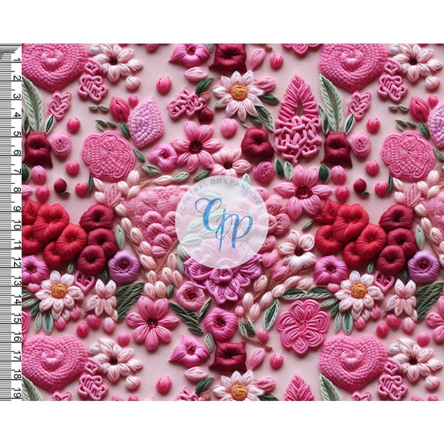 Tecido OXFORD estampado digital - Floral - Bordado - 3D em Oferta na Shopee