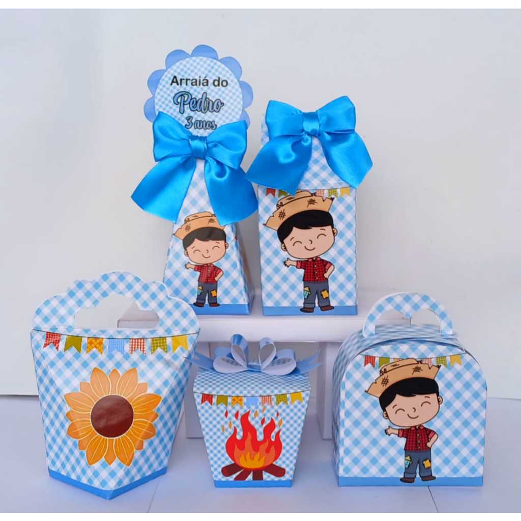 Kit Caixas Festa Junina/ Personalizado/Lembrancinha/Festa Infantil/Aniversário/São João