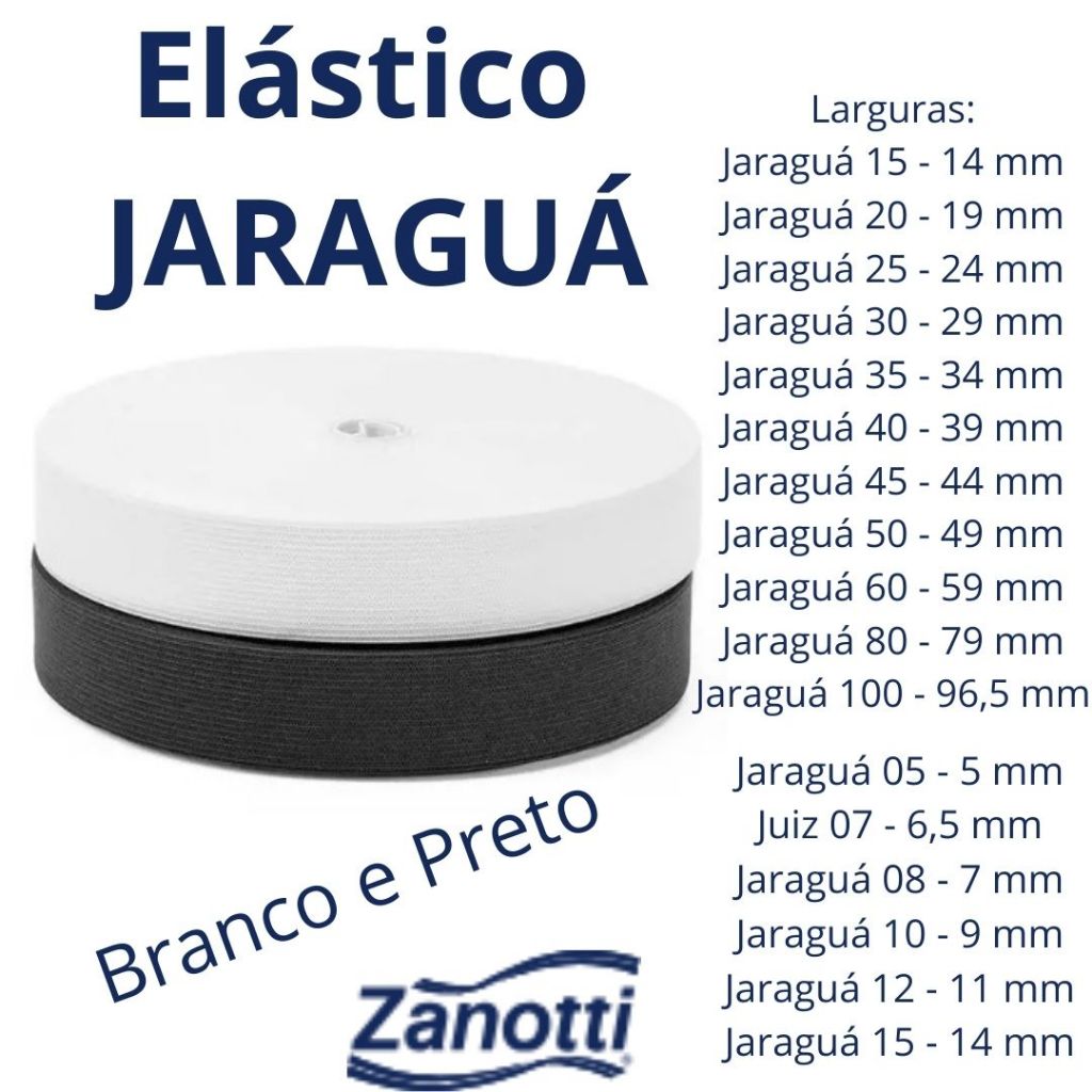 Elástico Zanotti JARAGUA Preto e Branco - 25 mts e 100 mts