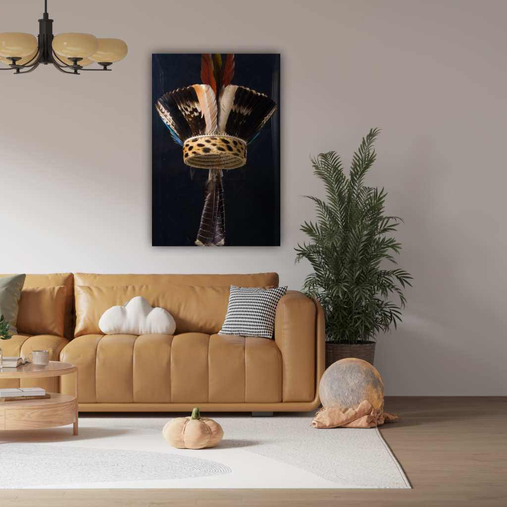 Quadro Decorativo Cocar Indígena Mascara Reliquias Para Parede Decoração Sala Quarto 1 Peça