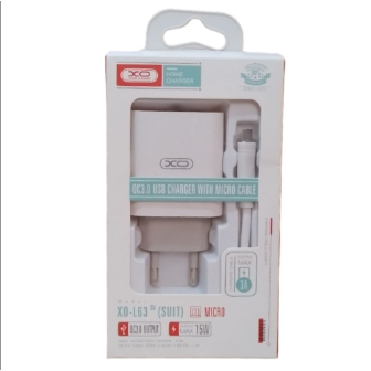 XO L63 - KIT CARREGADOR  Fonte + Cabo Apenas v8 e lightning