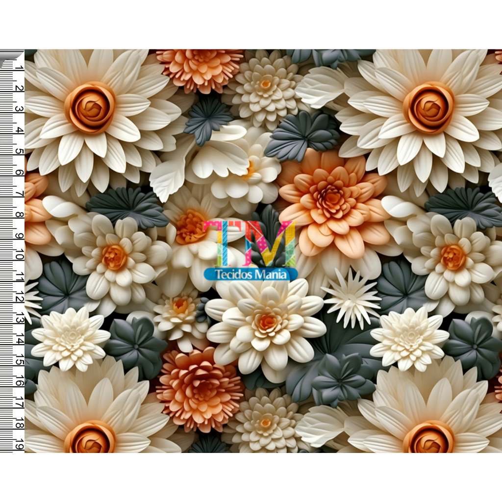Tecido OXFORD estampado digital - Floral - Bordado - 3D em Oferta na Shopee
