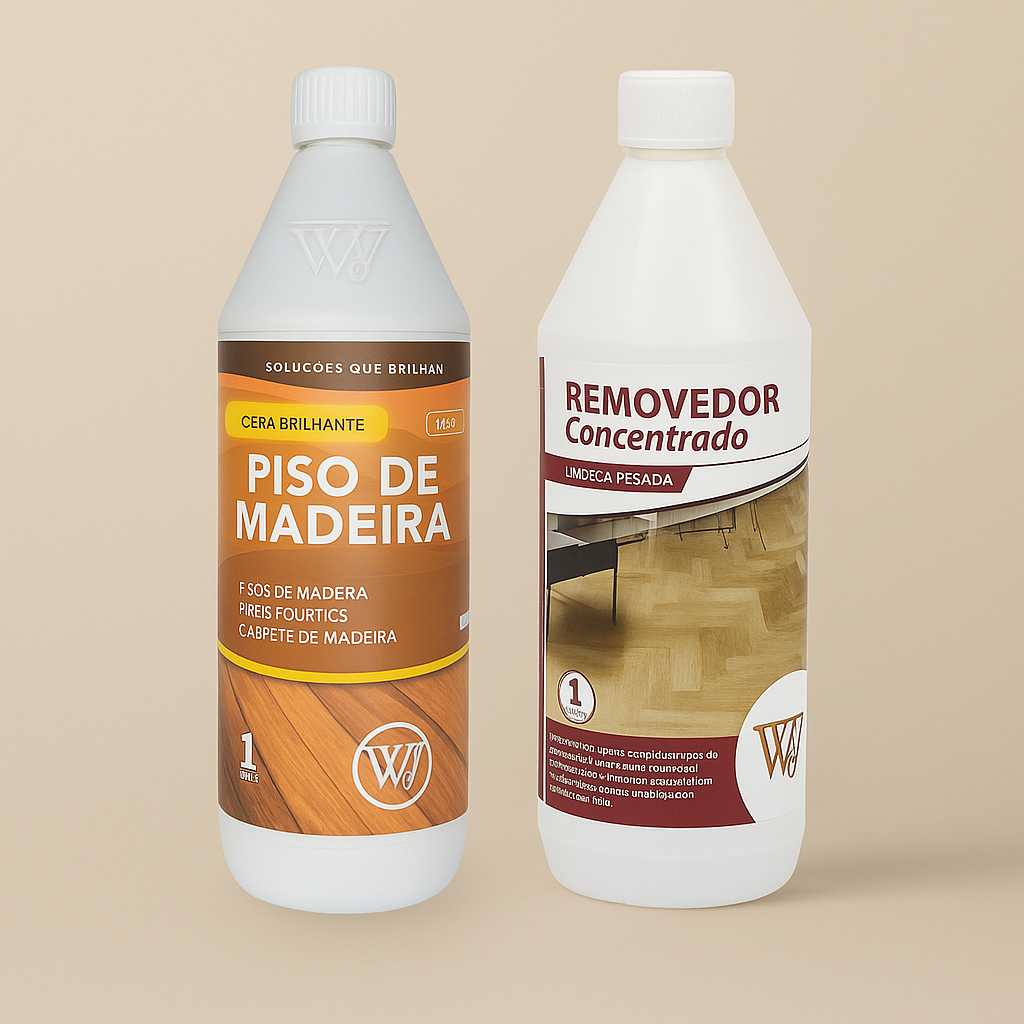 Kit Restauração Pisos De Madeira Cera Brilhante + Removedor Concentrado Assoalho Taco