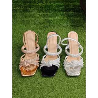 Sandália Feminina de Salto com Strass brilho – Elegante Festa e Casual (3 Cores)