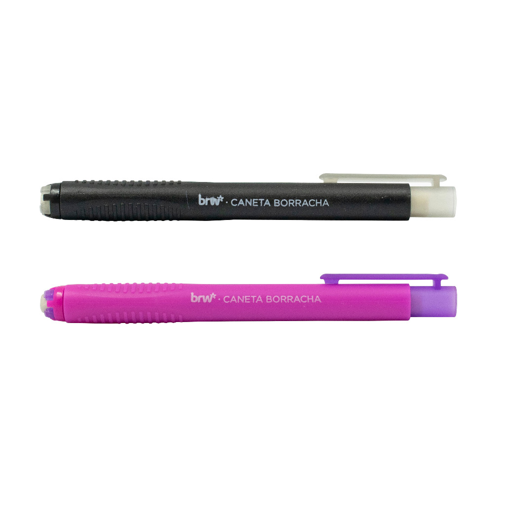 Borracha Caneta Retrátil Rosa OU Preta Brw Com Refil - UNIDADE em Oferta na Shopee