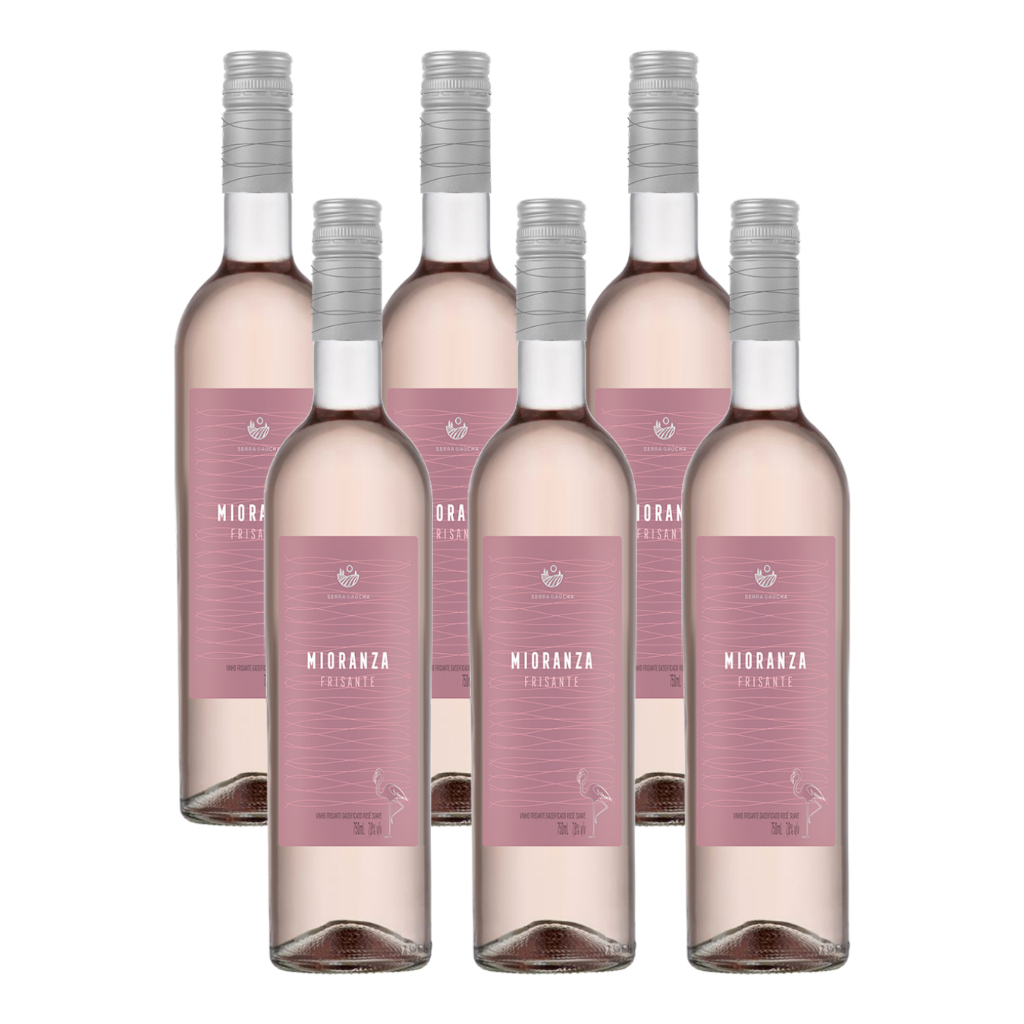 Kit 6 Vinho Frisante Rose Suave Mioranza 750ml