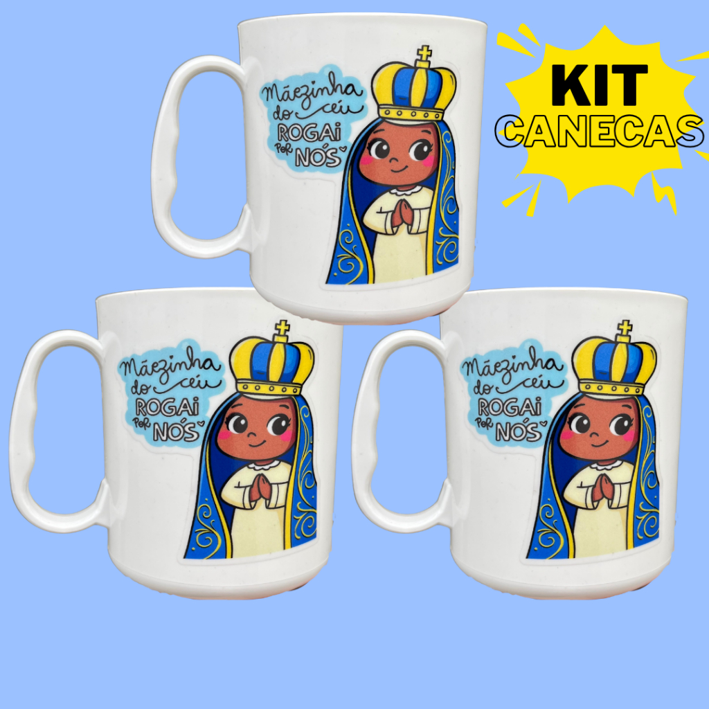 10-15-20 Canecas Adesivadas de Plástico Nossa Senhora Aparecida Para Festa lembrancinha Aniversários Festa Religião
