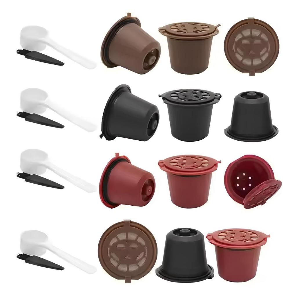 KIT 6x Capsulas Reutilizáveis Café Expresso Nespresso + Dosador + Escova de Limpeza Reaproveitável