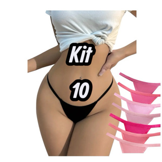 Kit 5 Calcinha Fio Dental Sexy Feminina Confortável Dia a Dia Academia Microfibra em Oferta na Shopee