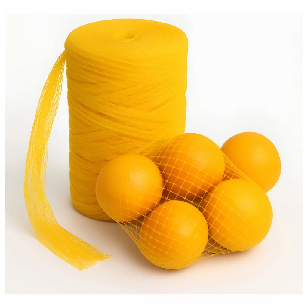 Rede De Frutas Embalagem Redinha Amarela Tubular Rolo 80 Mts