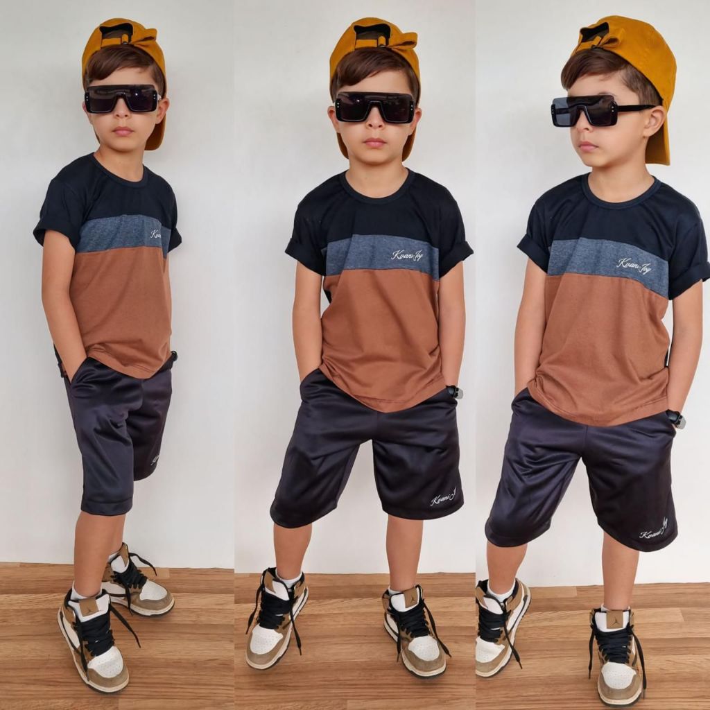 Conjunto infantil masculino para dias quentes - Bermuda + Camiseta de algodão