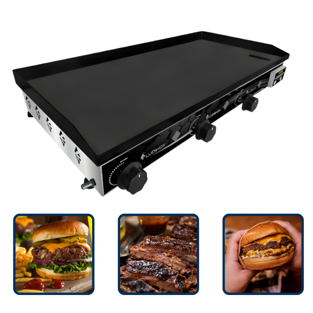 Chapeira Para Lanches Hot Dog Porçoes CHAPA PROFISSIONAL 80x40 PREMIUM INOX 3mm a Gás INDUSTRIAL