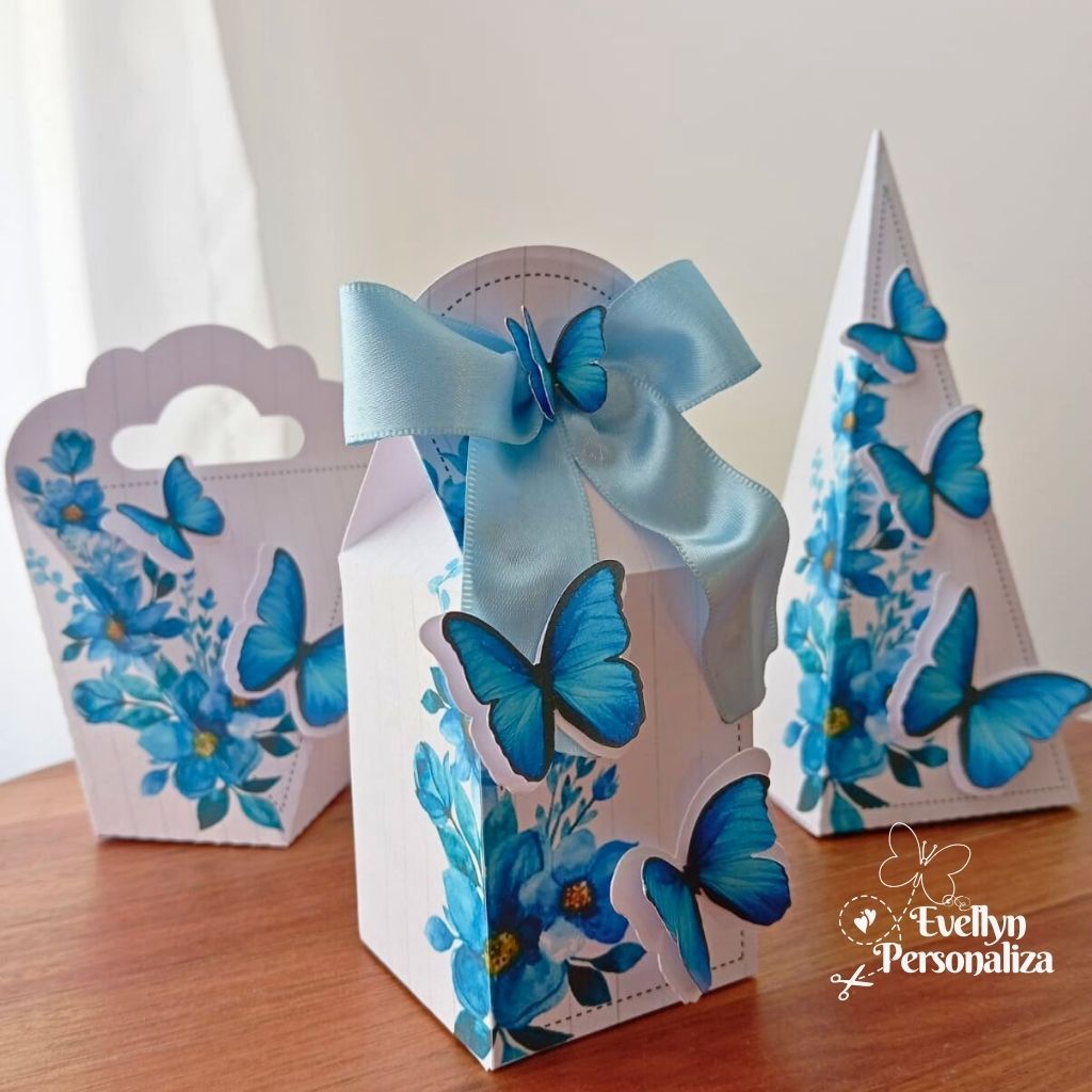 Kit Lembrancinha Jardim das Borboletas - Borboleta Azul Festa infantil  Aniversário - Personalizados