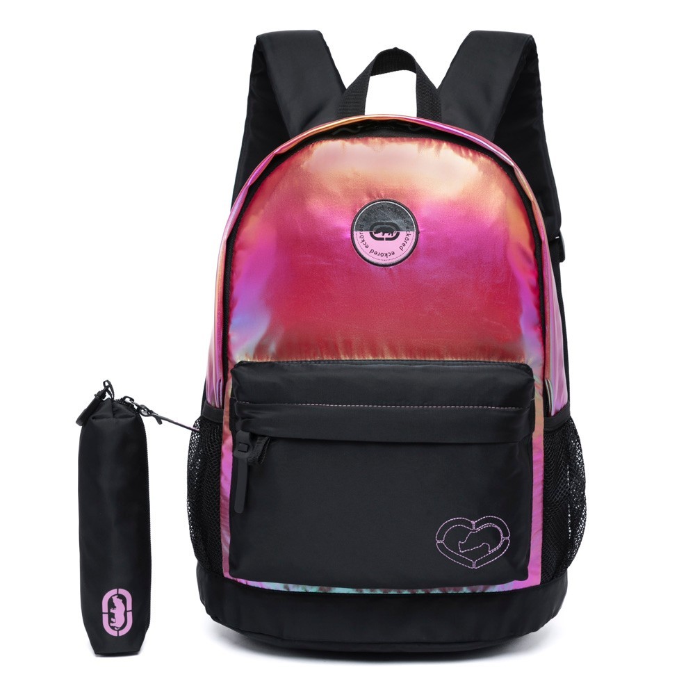 Mochila Ecko Holográfica Feminina Escolar Faculdade Resistente