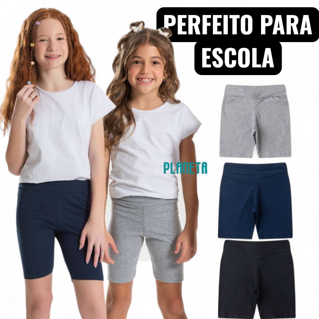 Shorts Infantil Feminino Escolar Bermuda Menina Ciclista Tamanhos 4 a 16 – Não é Curto! em Oferta na Shopee
