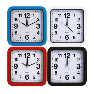 Relógio despertador quadrado analógico de mesa ou parede colorido TG