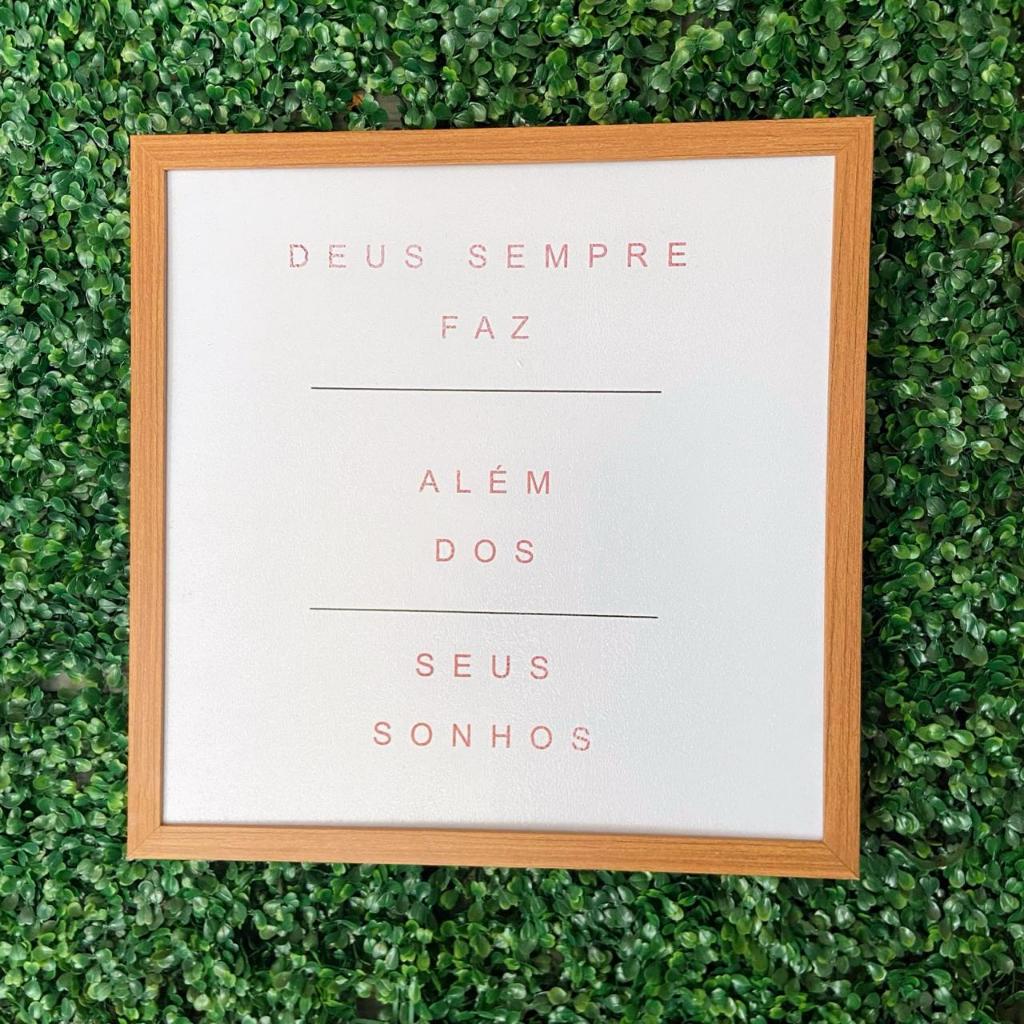 Quadro cobre caixa de luz Resinado com moldura 53x53 Deus sempre faz além dos seus sonhos   para sala/ quarto/decoração