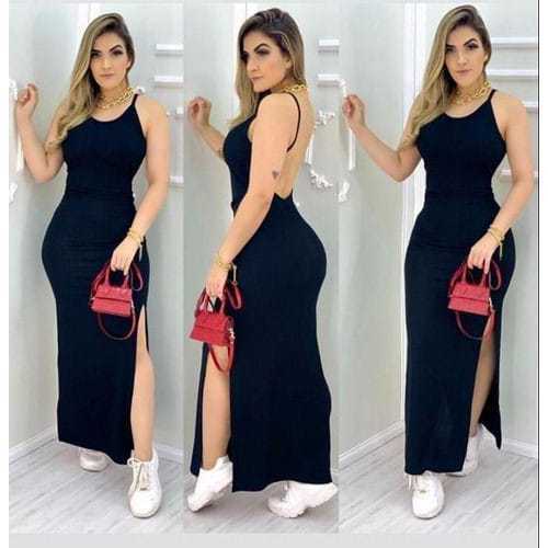 Vestido Feminino Longo de Alcinha  Costa Nua com Bojo Canaelado Moda TUBINHO VERÃO em Oferta na Shopee