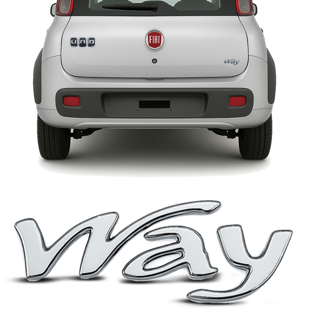 Emblema Letreiro Uno Way 2006 A 2021 Cromado Traseiro Porta Mala